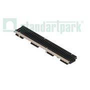 Лоток водоотводный PolyMax Drive DN100 h76 пластиковый с решеткой щелевой чугунной ВЧ кл.С (комплект)