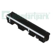 Лоток водоотводный PolyMax Drive DN100 h170 пластиковый с решеткой щелевой чугунной ВЧ кл.С (комплект)