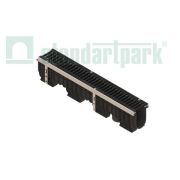 Лоток водоотводный PolyMax Drive DN100 h216 пластиковый с решеткой щелевой чугунной ВЧ кл.С (комплект)
