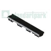 Лоток водоотводный PolyMax Drive DN100 h96 пластиковый с решеткой щелевой чугунной ВЧ кл. Е (комплект)