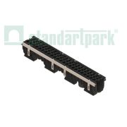 Лоток водоотводный PolyMax Drive DN100 h170 пластиковый с решеткой щелевой чугунной ВЧ кл. Е (комплект)