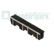 Лоток водоотводный PolyMax Drive DN100 h216 пластиковый с решеткой щелевой чугунной ВЧ кл.Е (комплект)