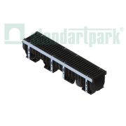 Лоток водоотводный пластиковый PolyMax Drive DN150 h216 с решеткой щелевой чугунной ВЧ кл.D400 (к-т)