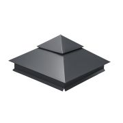 Колпак на столб двойной 390х390мм 0,5 GreenCoat Pural BT с пленкой RR 23 темно-серый (RAL 7024 мокрый асфальт)