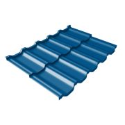 Металлочерепица модульная квинта Uno Grand Line c 3D резом 0,45 PE RAL 5005 сигнальный синий