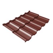 Металлочерепица модульная квинта Uno Grand Line c 3D резом 0,5 Satin RAL 3009 оксидно-красный