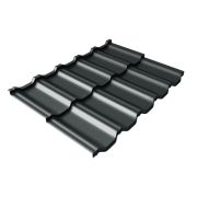 Металлочерепица модульная квинта Uno Grand Line c 3D резом 0,5 GreenCoat Pural BT, matt RR2Н3 (RAL 7016 антрацитово-серый)