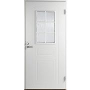 Дверь входная JW Basic B0020 М9х21 с дверной коробкой, белая, левая, с декоративным стеклом