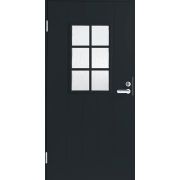 Дверь входная JW Basic B0020 М10х21 с дв. коробкой, темно-серая, левая, с декоративным стеклом