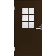 Дверь входная JW Basic B0020 М10х21 с дв. коробкой, темно-коричневая, левая, с декоративным стеклом