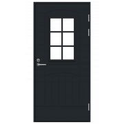 Дверь входная JW Function F2000 W71 М10х21 с дверной коробкой, темно-серая, правая, с декоративным стеклом