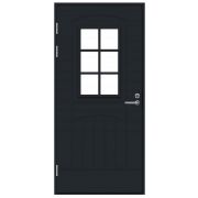 Дверь входная JW Function F2000 W71 М10х21 с дверной коробкой, темно-серая, левая, с декоративным стеклом
