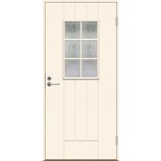 Дверь входная JW Basic B0015 М9х21 с дверной коробкой, белая, правая, с декоративным стеклом