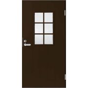 Дверь входная JW Basic B0020 М10х21 с дв. коробкой, темно-коричневая, правая, с декоративным стеклом