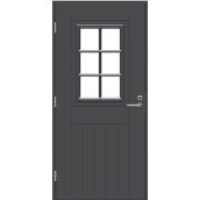Дверь входная JW ECO Function Wadden М10x21 с дверной коробкой, тёмно-серая, левая, с узорчатым стекло