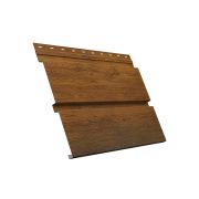 Металлический софит Квадро брус с перфорацией 0,45 Print Premium с пленкой Golden Wood